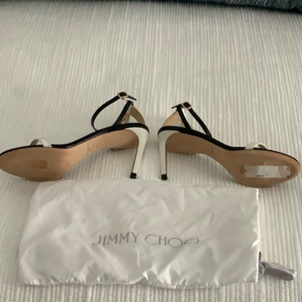 Jimmy choo Minny Lizard print black and white leather sandals heels Size 39(9) - Picture 2 of 3